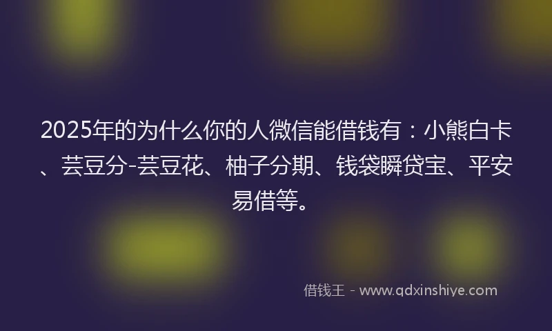 2025年的为什么你的人微信能借钱有：小熊白卡、芸豆分-芸豆花、柚子分期、钱袋瞬贷宝、平安易借等。