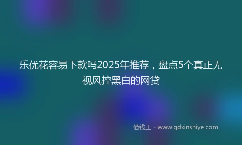 乐优花容易下款吗2025年推荐，盘点5个真正无视风控黑白的网贷