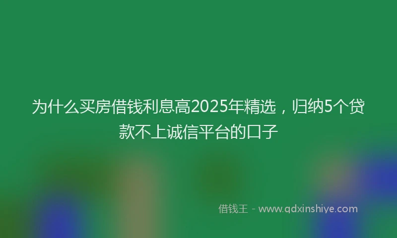 为什么买房借钱利息高2025年精选，归纳5个贷款不上诚信平台的口子