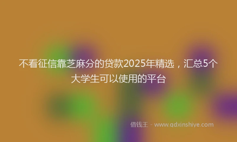 不看征信靠芝麻分的贷款2025年精选，汇总5个大学生可以使用的平台