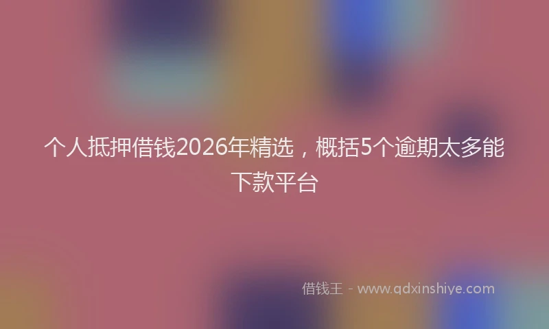 个人抵押借钱2026年精选，概括5个逾期太多能下款平台