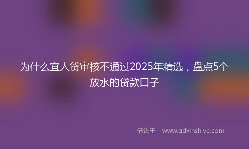为什么宜人贷审核不通过2025年精选，盘点5个放水的贷款口子