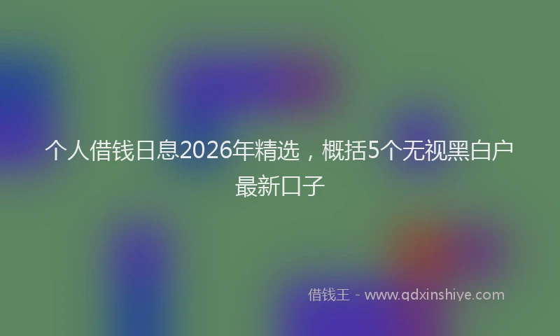 个人借钱日息2026年精选,概括5个无视黑白户最新口子