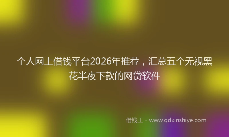 个人网上借钱平台2026年推荐，汇总五个无视黑花半夜下款的网贷软件