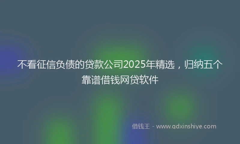 不看征信负债的贷款公司2025年精选，归纳五个靠谱借钱网贷软件