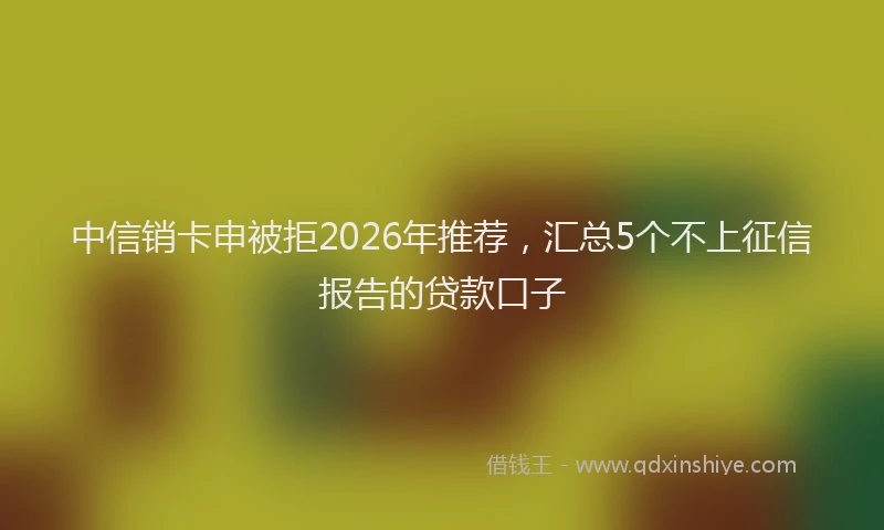 中信销卡申被拒2026年推荐，汇总5个不上征信报告的贷款口子
