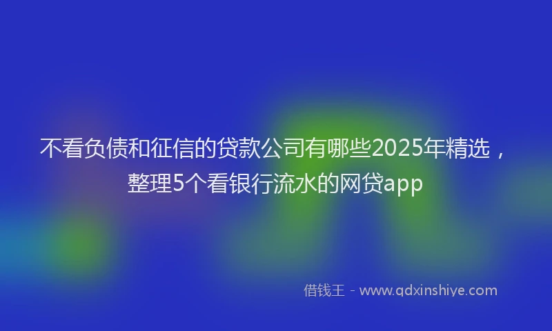 不看负债和征信的贷款公司有哪些2025年精选，整理5个看银行流水的网贷app