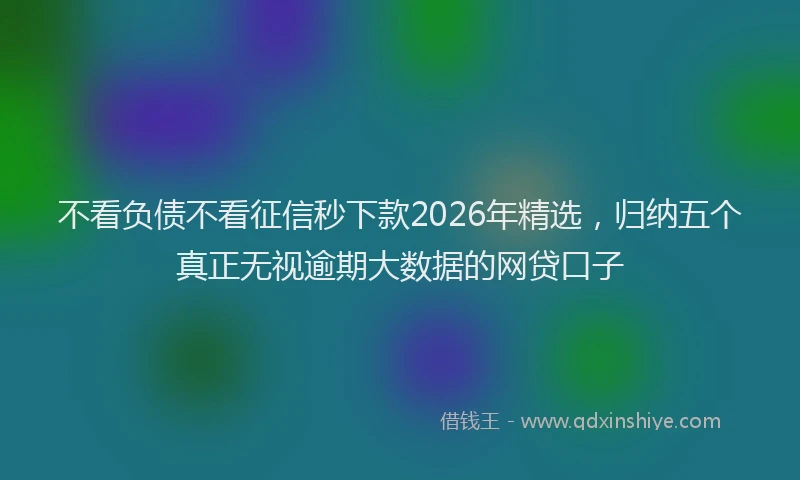 不看负债不看征信秒下款2026年精选，归纳五个真正无视逾期大数据的网贷口子