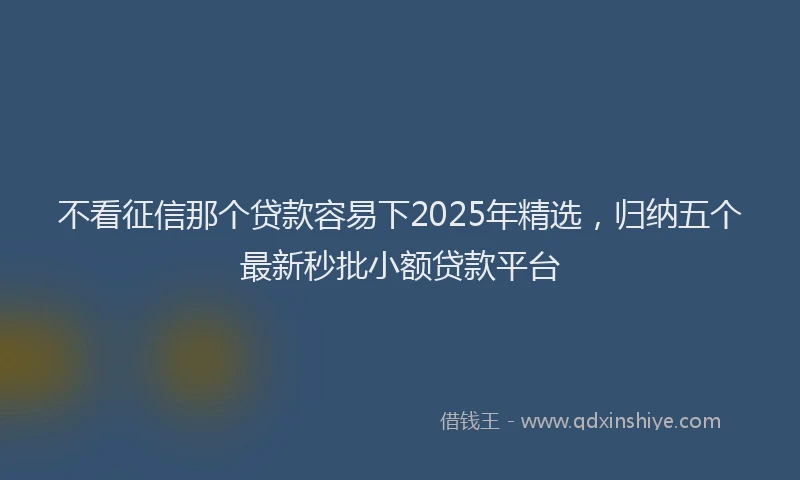 不看征信那个贷款容易下2025年精选，归纳五个最新秒批小额贷款平台