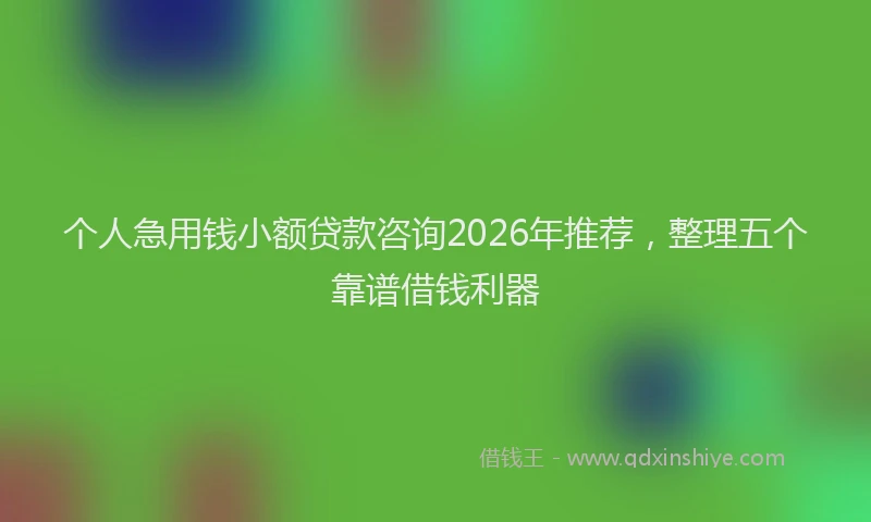 个人急用钱小额贷款咨询2026年推荐,整理五个靠谱借钱利器