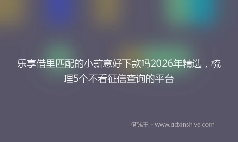 乐享借里匹配的小薪意好下款吗2026年精选，梳理5个不看征信查询的平台