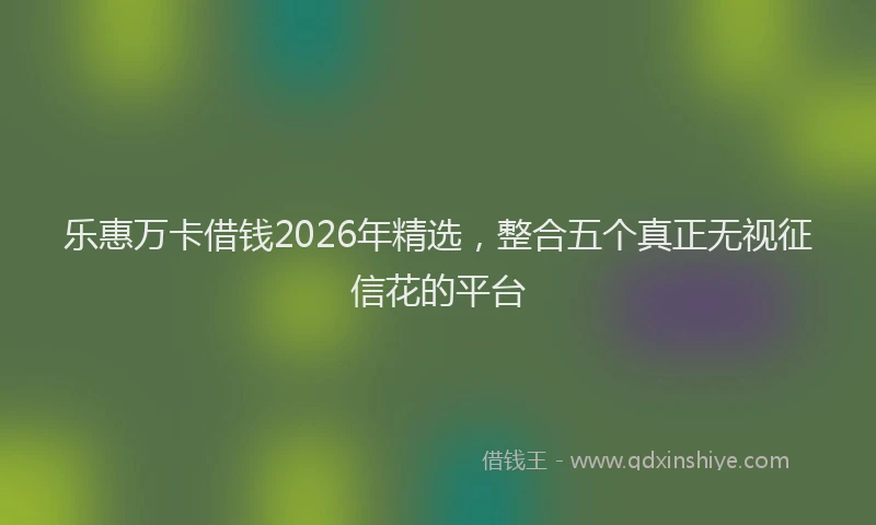 乐惠万卡借钱2026年精选，整合五个真正无视征信花的平台