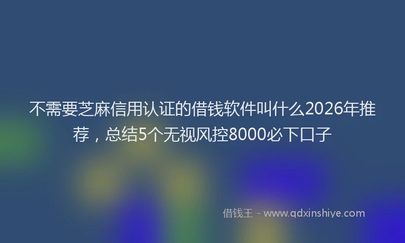 不需要芝麻信用认证的借钱软件叫什么2026年推荐，总结5个无视风控8000必下口子