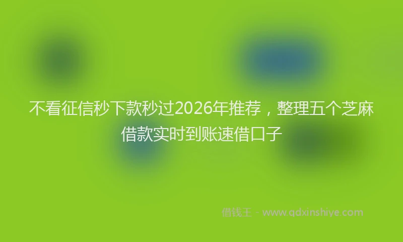 不看征信秒下款秒过2026年推荐，整理五个芝麻借款实时到账速借口子