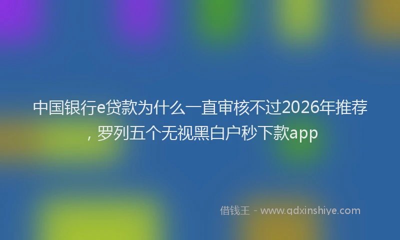 中国银行e贷款为什么一直审核不过2026年推荐，罗列五个无视黑白户秒下款app