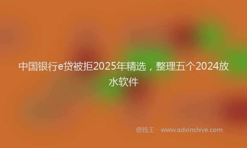中国银行e贷被拒2025年精选，整理五个2024放水软件