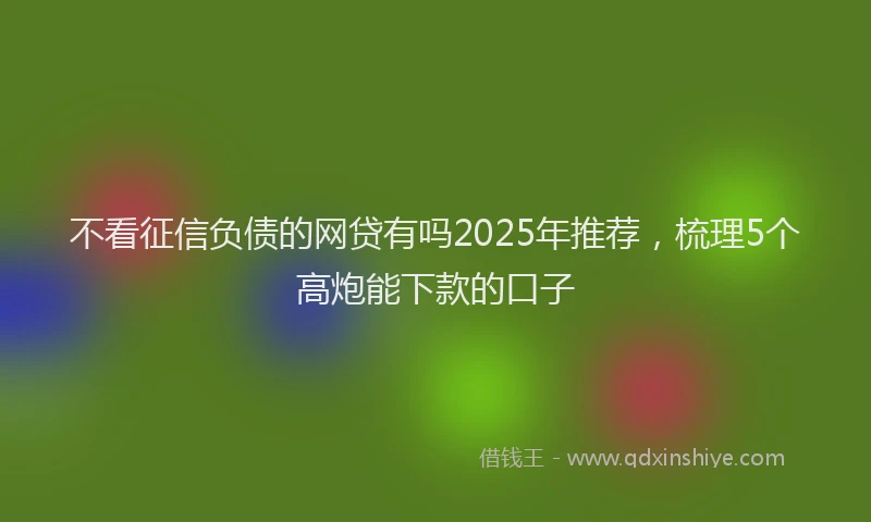 不看征信负债的网贷有吗2025年推荐,梳理5个高炮能下款的口子