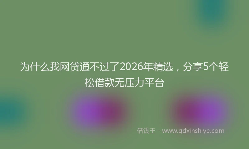 为什么我网贷通不过了2026年精选,分享5个轻松借款无压力平台