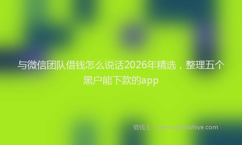 与微信团队借钱怎么说话2026年精选，整理五个黑户能下款的app