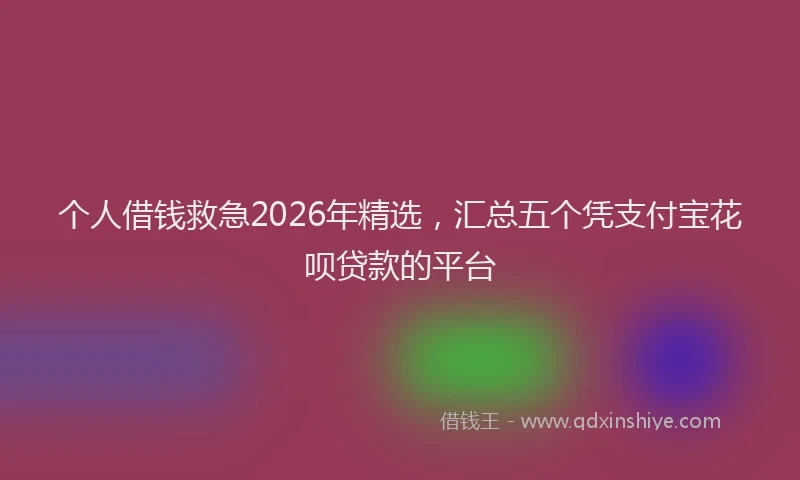 个人借钱救急2026年精选，汇总五个凭支付宝花呗贷款的平台