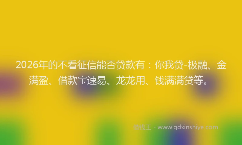 2026年的不看征信能否贷款有：你我贷-极融、金满盈、借款宝速易、龙龙用、钱满满贷等。
