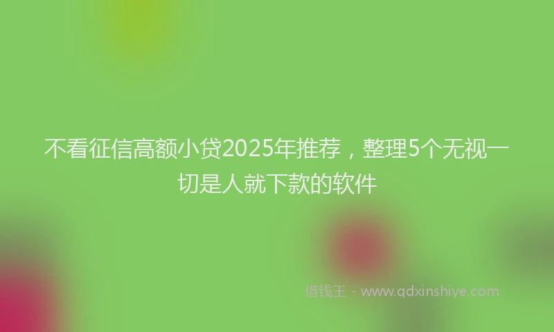 不看征信高额小贷2025年推荐，整理5个无视一切是人就下款的软件