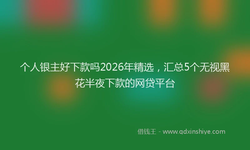 个人银主好下款吗2026年精选，汇总5个无视黑花半夜下款的网贷平台