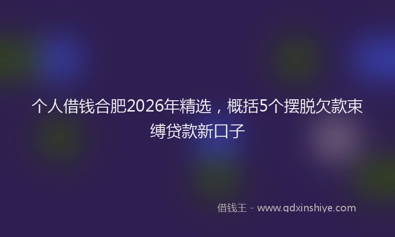 个人借钱合肥2026年精选，概括5个摆脱欠款束缚贷款新口子