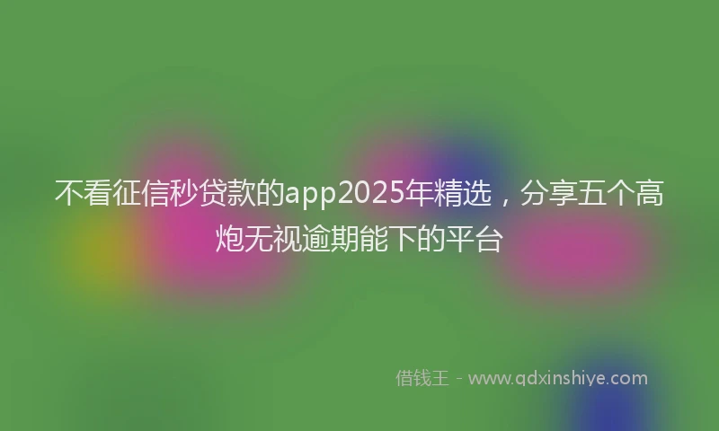 不看征信秒贷款的app2025年精选,分享五个高炮无视逾期能下的平台