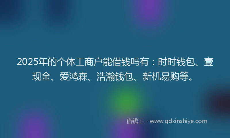 2025年的个体工商户能借钱吗有：时时钱包、壹现金、爱鸿森、浩瀚钱包、新机易购等。