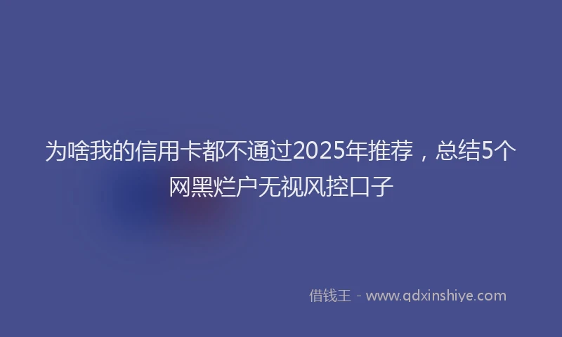 为啥我的信用卡都不通过2025年推荐,总结5个网黑烂户无视风控口子