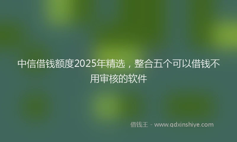 中信借钱额度2025年精选，整合五个可以借钱不用审核的软件