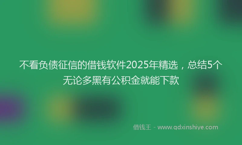 不看负债征信的借钱软件2025年精选，总结5个无论多黑有公积金就能下款