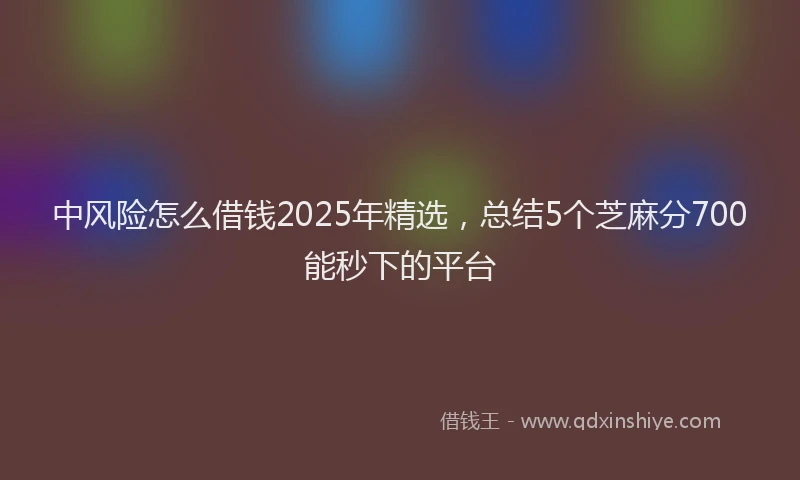 中风险怎么借钱2025年精选，总结5个芝麻分700能秒下的平台