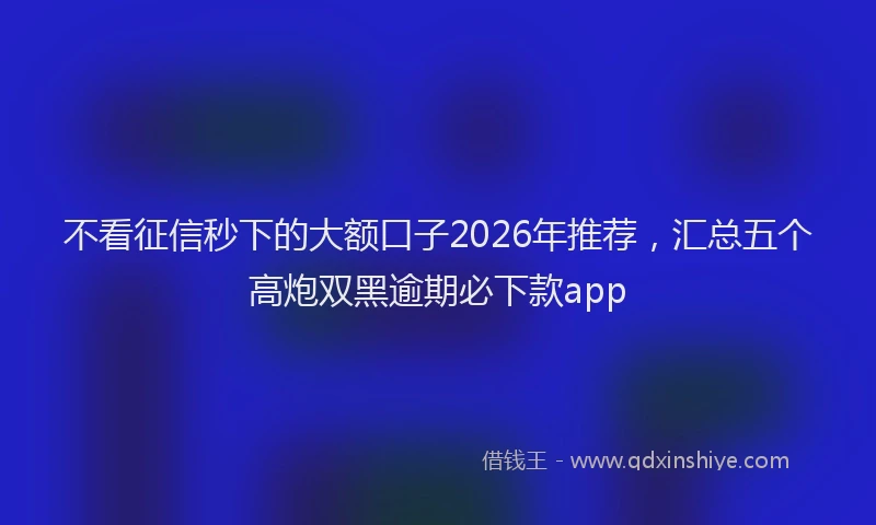 不看征信秒下的大额口子2026年推荐，汇总五个高炮双黑逾期必下款app