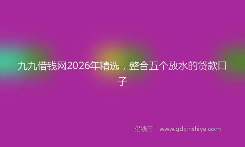九九借钱网2026年精选，整合五个放水的贷款口子