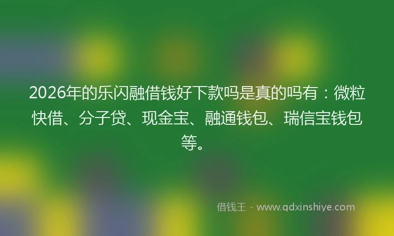 2026年的乐闪融借钱好下款吗是真的吗有：微粒快借、分子贷、现金宝、融通钱包、瑞信宝钱包等。