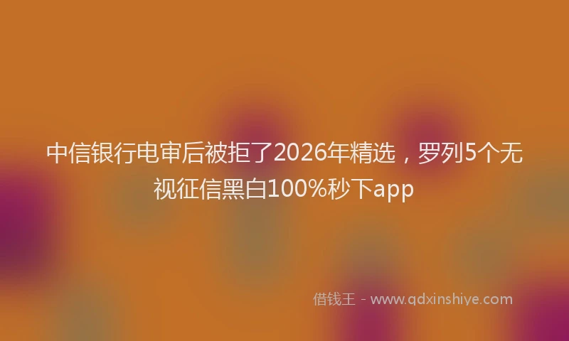 中信银行电审后被拒了2026年精选，罗列5个无视征信黑白100%秒下app