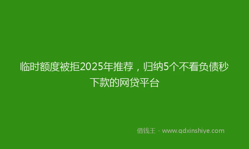 临时额度被拒2025年推荐，归纳5个不看负债秒下款的网贷平台