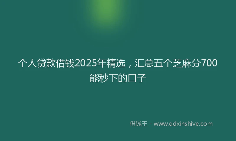 个人贷款借钱2025年精选，汇总五个芝麻分700能秒下的口子