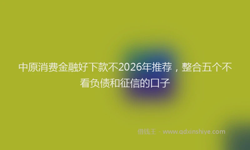中原消费金融好下款不2026年推荐，整合五个不看负债和征信的口子