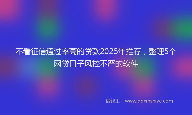 不看征信通过率高的贷款2025年推荐,整理5个网贷口子风控不严的软件