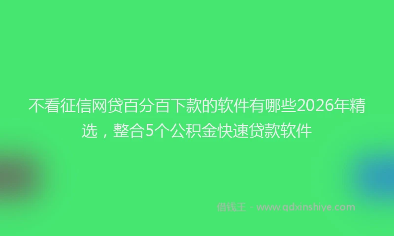 不看征信网贷百分百下款的软件有哪些2026年精选，整合5个公积金快速贷款软件
