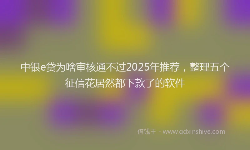 中银e贷为啥审核通不过2025年推荐，整理五个征信花居然都下款了的软件