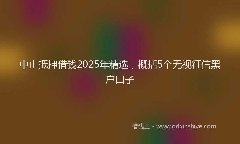 中山抵押借钱2025年精选，概括5个无视征信黑户口子
