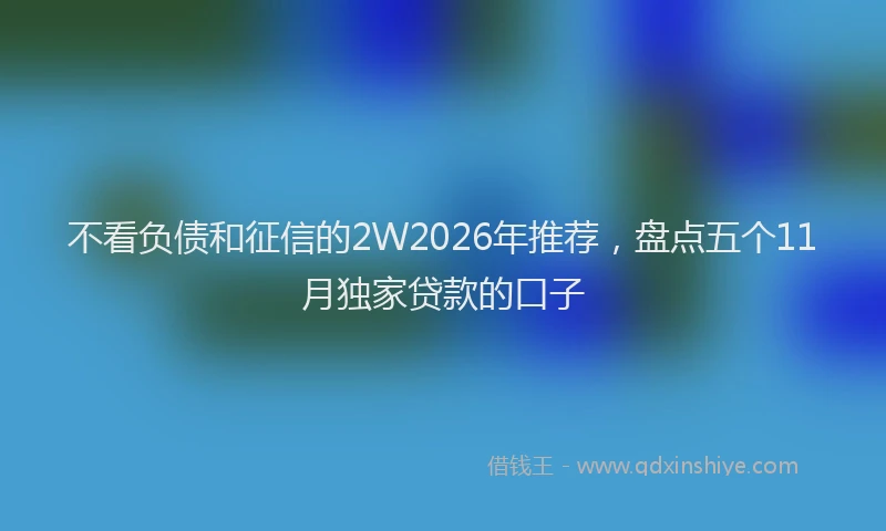 不看负债和征信的2W2026年推荐，盘点五个11月独家贷款的口子
