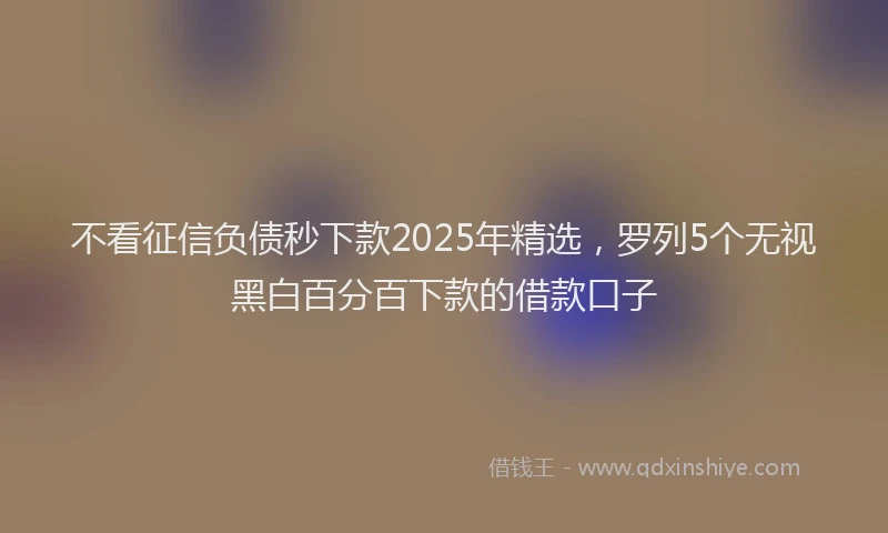 不看征信负债秒下款2025年精选，罗列5个无视黑白百分百下款的借款口子