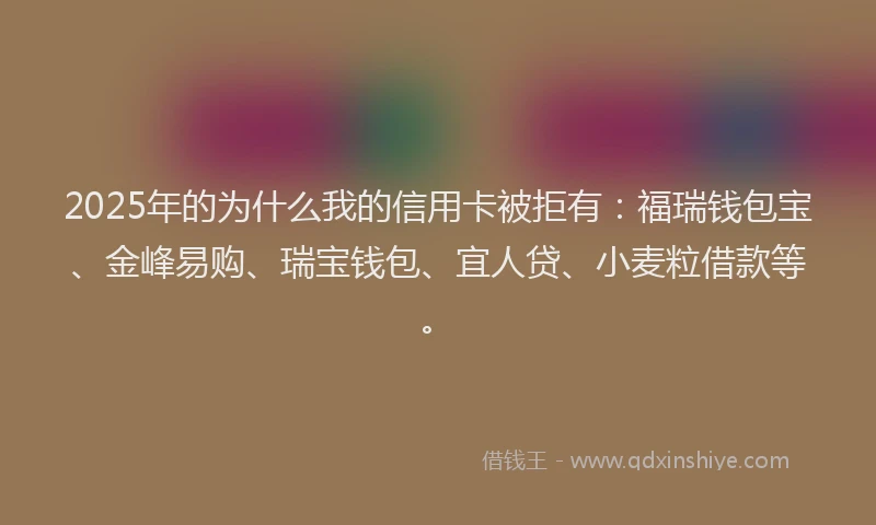 2025年的为什么我的信用卡被拒有：福瑞钱包宝、金峰易购、瑞宝钱包、宜人贷、小麦粒借款等。