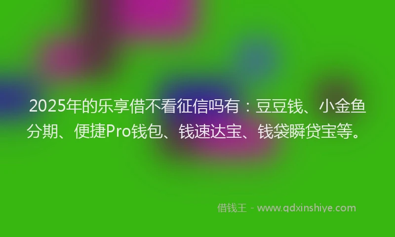 2025年的乐享借不看征信吗有：豆豆钱、小金鱼分期、便捷Pro钱包、钱速达宝、钱袋瞬贷宝等。