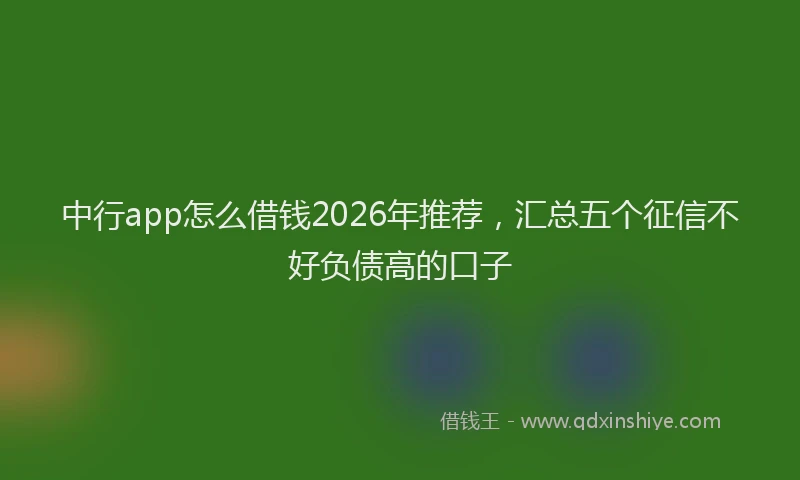 中行app怎么借钱2026年推荐，汇总五个征信不好负债高的口子